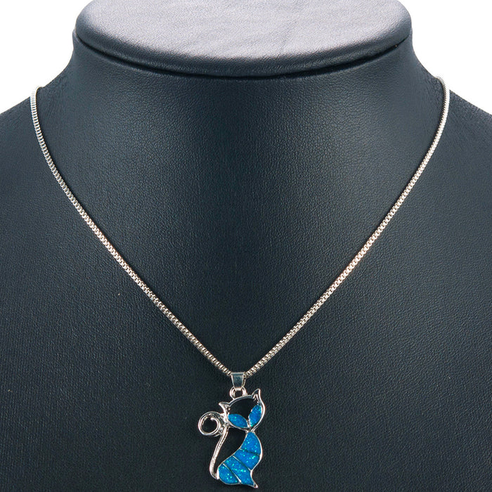 Anhänger Blauer Opal Halskette Schmuck Geschenk für Frauen