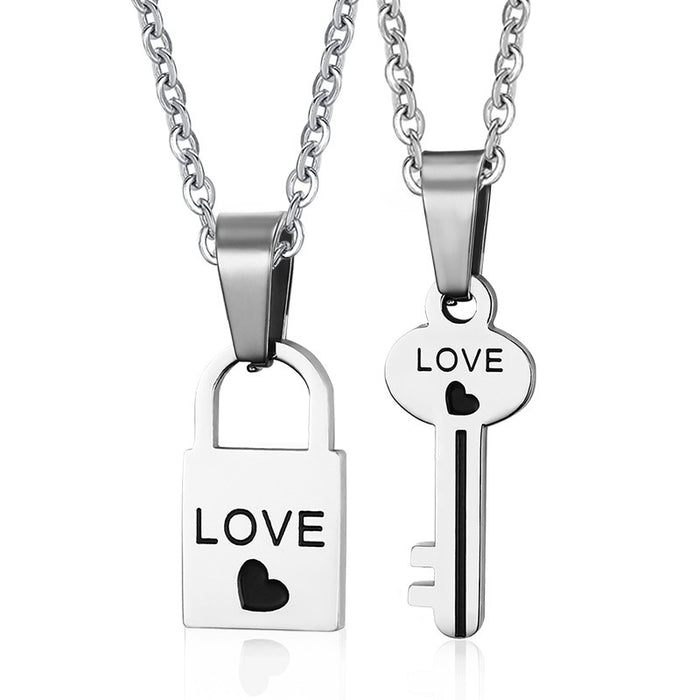 Titan-Stahl-Schmuck Herzförmige Schlüssel-Halskette für Männer und Frauen