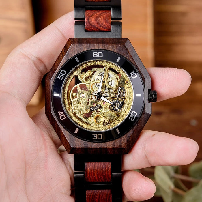 Automatik Holz Mechanisch Männer Mode Uhr