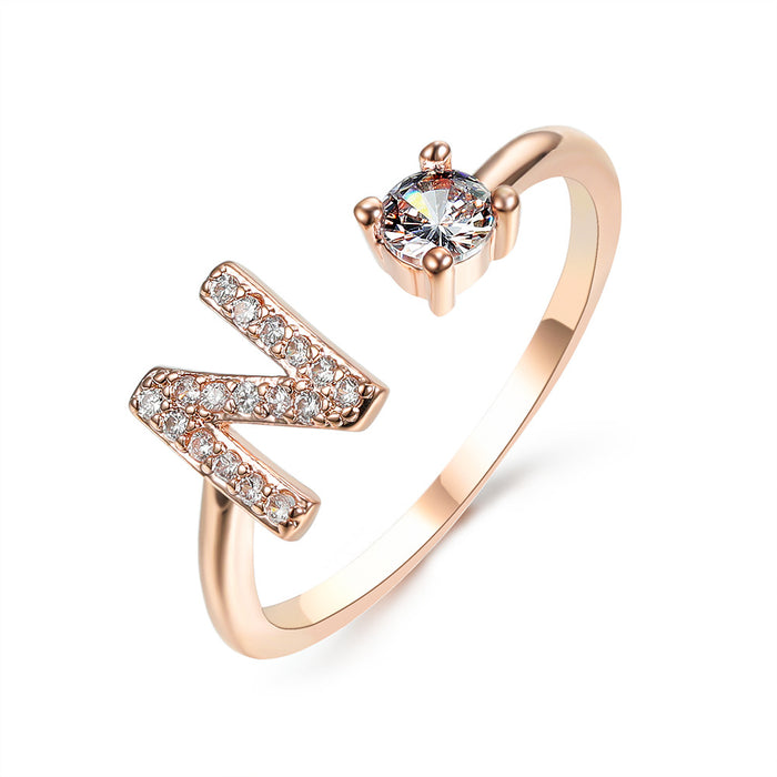 Neue Design Einstellbare 26 Initial Brief Ring Mode Schmuck Für Frauen Einfache Elegante Schmuck