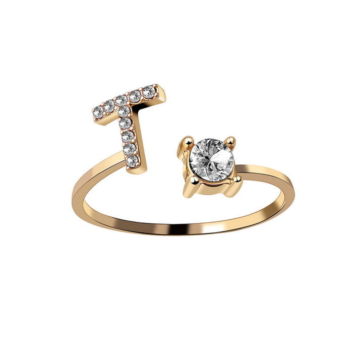 Neue Design Einstellbare 26 Initial Brief Ring Mode Schmuck Für Frauen Einfache Elegante Schmuck