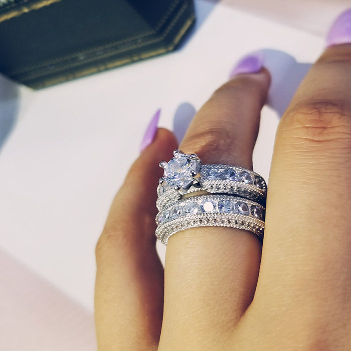 Silber Hochzeit Ring für Frauen Verlobung Finger Geschenk Schmuck