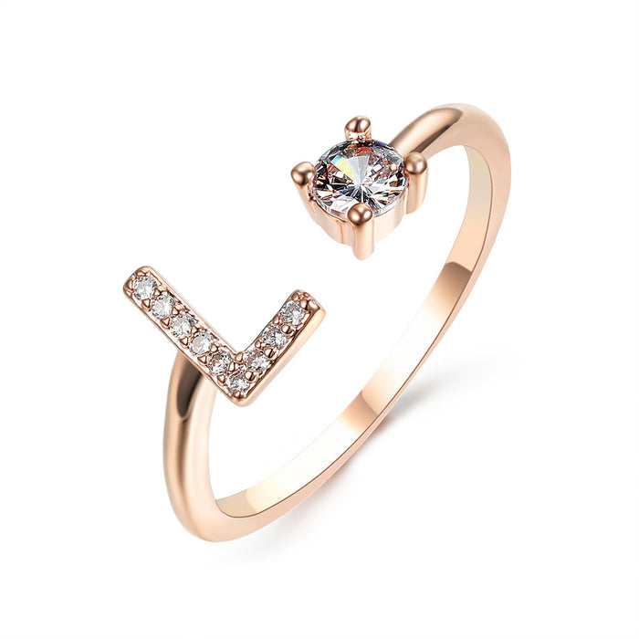 Neue Design Einstellbare 26 Initial Brief Ring Mode Schmuck Für Frauen Einfache Elegante Schmuck