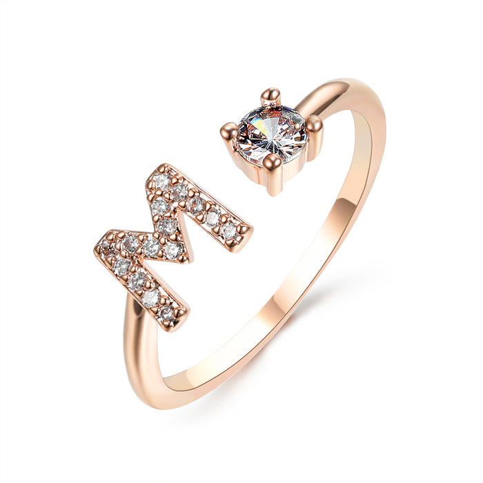 Neue Design Einstellbare 26 Initial Brief Ring Mode Schmuck Für Frauen Einfache Elegante Schmuck
