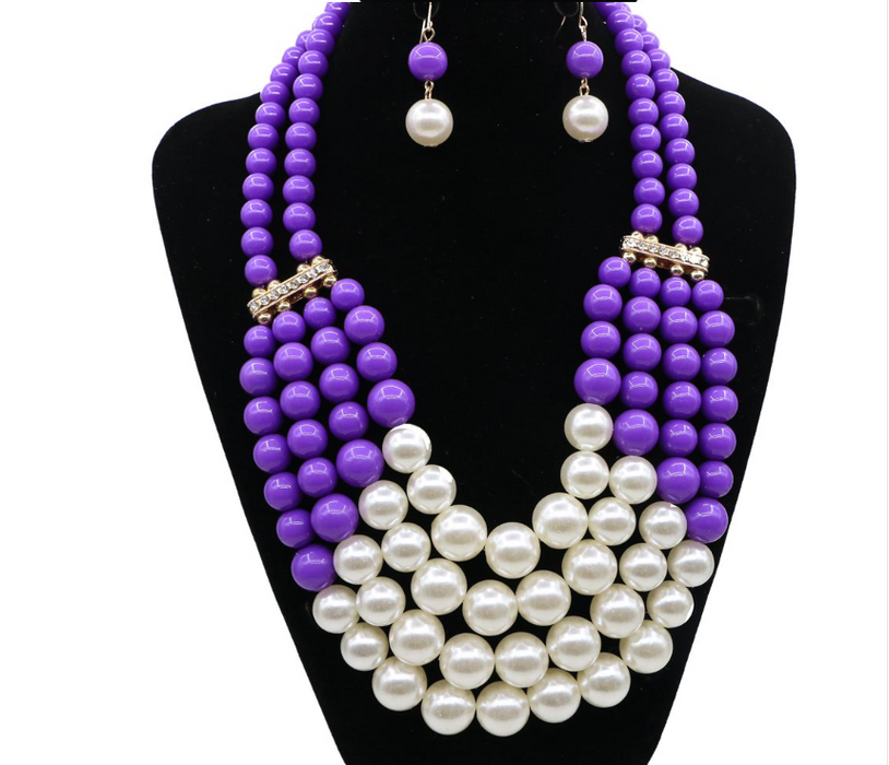 Multi simulierte Perle Bohemian Schmuck Set