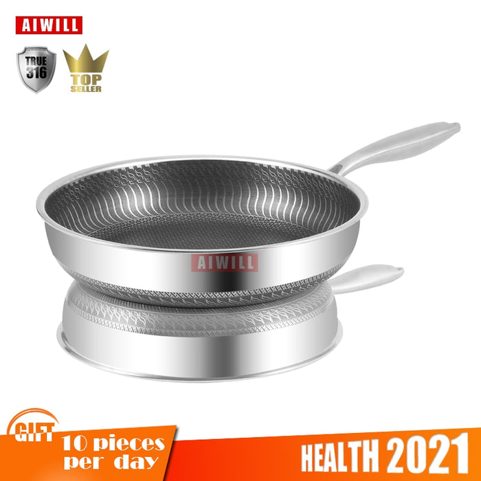 AIWILL New Kitchen Hochwertige Bratpfanne aus Edelstahl 316/304