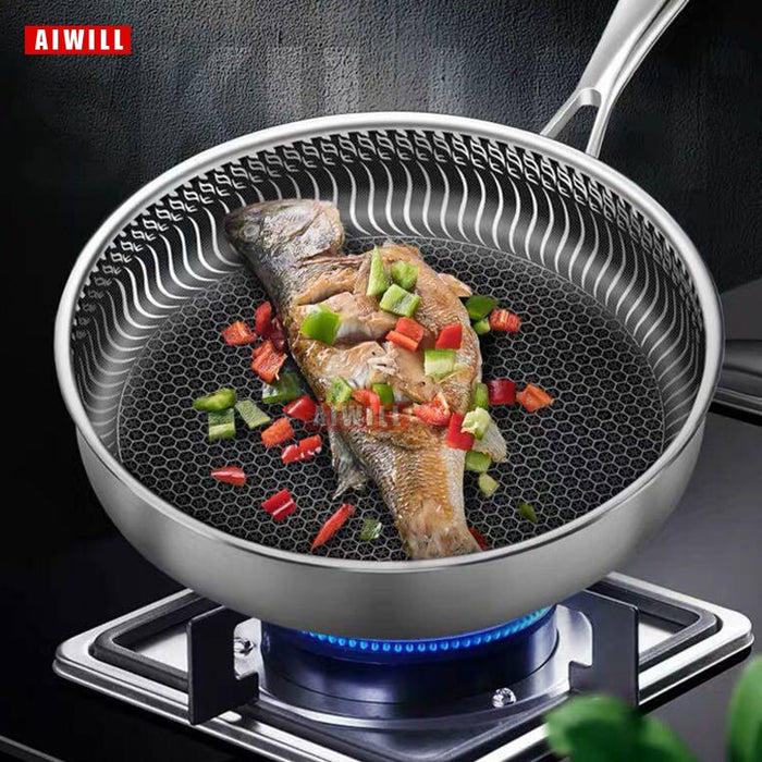 AIWILL New Kitchen Hochwertige Bratpfanne aus Edelstahl 316/304
