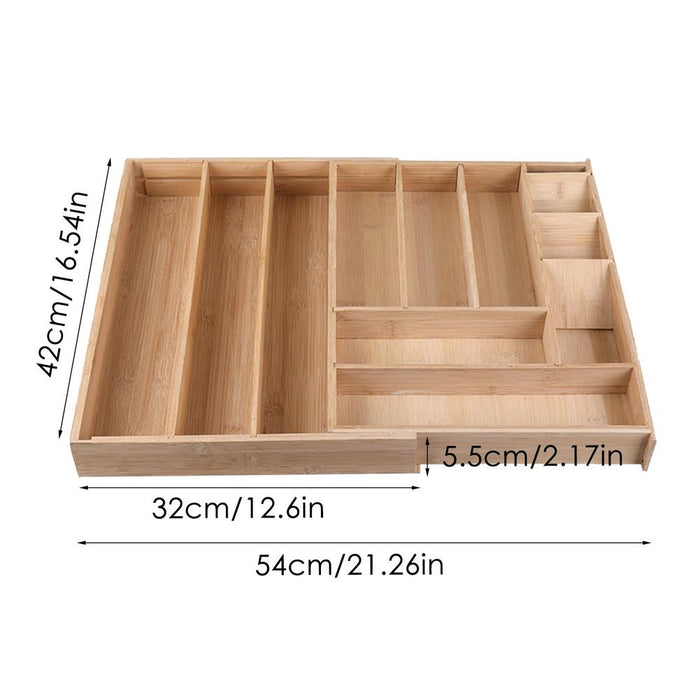 Bambus, erweiterbarer Besteckkasten, Besteckschublade, Organizer, Küche