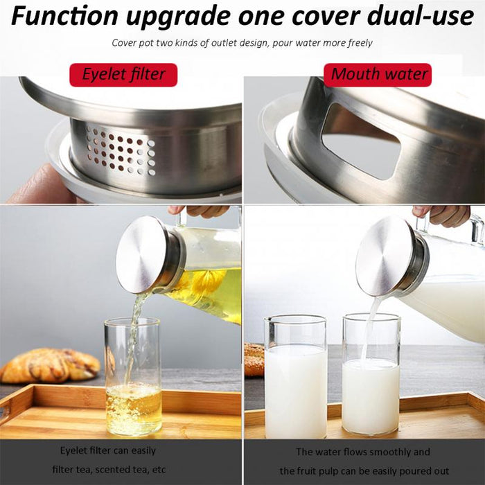 Large Transparent Glass Teapot Water Jug Heat Resistant Large Clear Kung