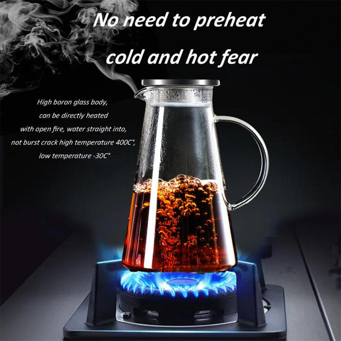 Large Transparent Glass Teapot Water Jug Heat Resistant Large Clear Kung
