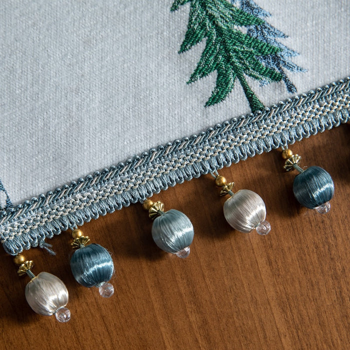Christmas tree table runner, winter holiday Christmas moose, food
