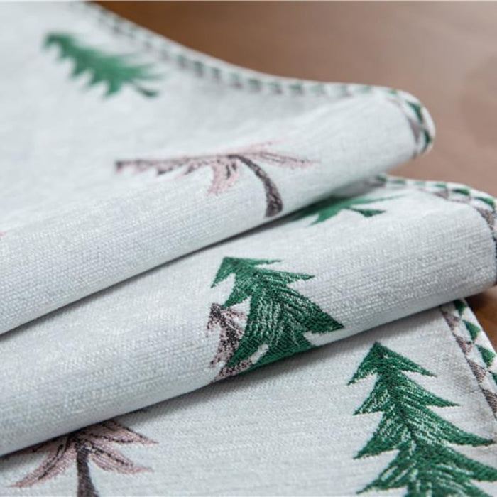Christmas tree table runner, winter holiday Christmas moose, food