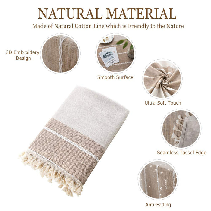 Cotton linen tablecloths, wrinkle-free anti-fading tablecloth, tassel