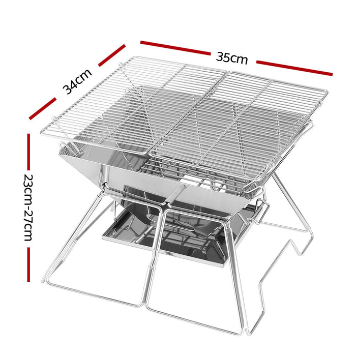Grillz Camping Fire Pit BBQ 2-in-1 Grill Smoker Outdoor Tragbar