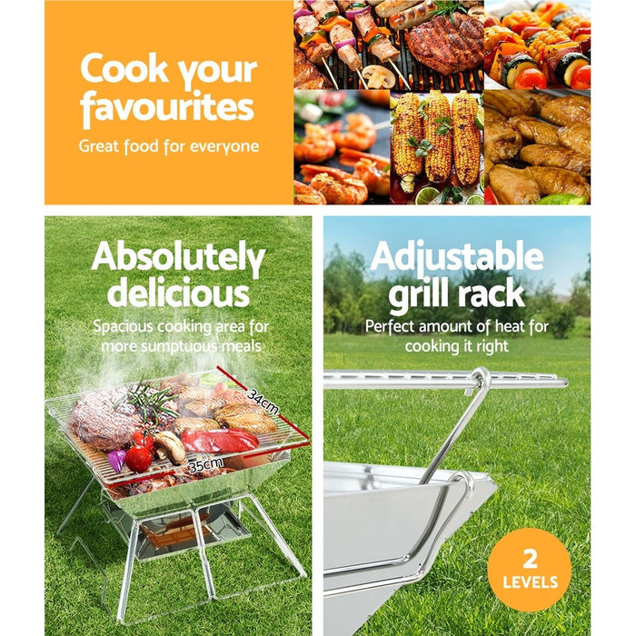 Grillz Camping Fire Pit BBQ 2-in-1 Grill Smoker Outdoor Tragbar