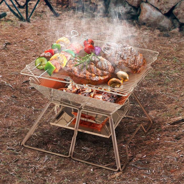 Grillz Camping Fire Pit BBQ 2-in-1 Grill Smoker Outdoor Tragbar