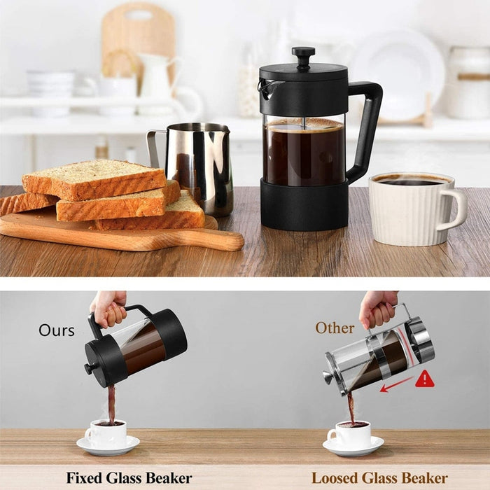 French Press Kaffee- und Teebereiter 12 Unzen, verdickter Borosilikat-Gl-Kaffee