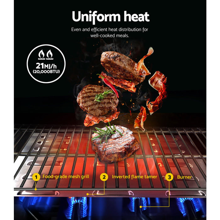 Grillz Tragbarer Gasgrill LPG-Ofen Campingkocher Grill 2 Brenner Herd