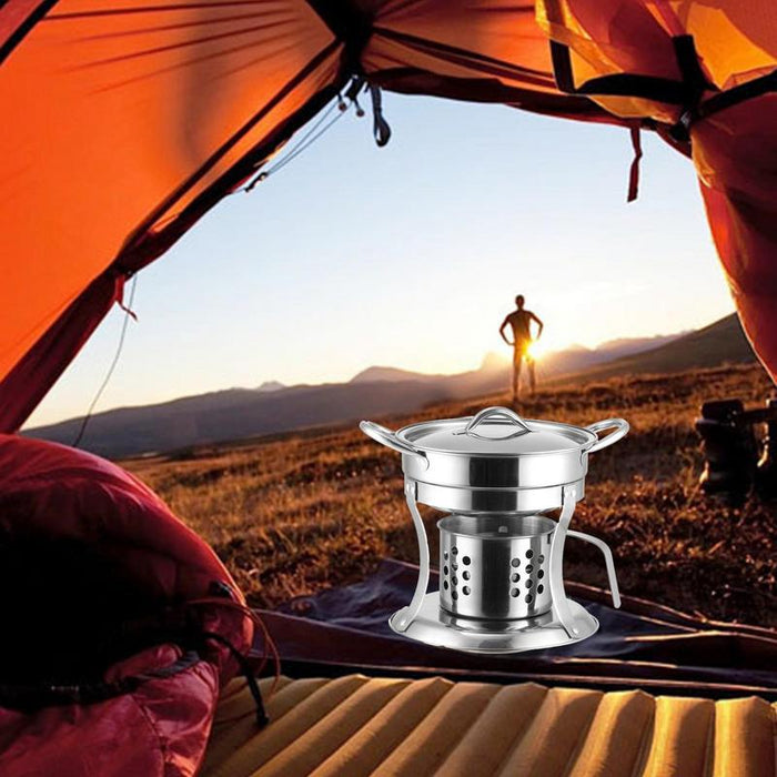 Portable Hot Pot Stove with Pot Stainless Steel Shabu Hot Pot with