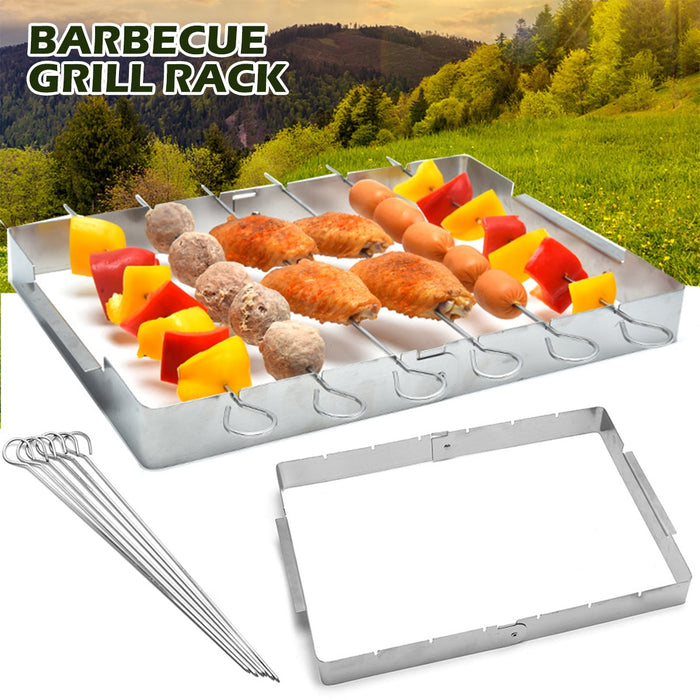 Stainless Steel Bbq Skewer Rack Barbecue Kabob Skewer Rack Grill Rack