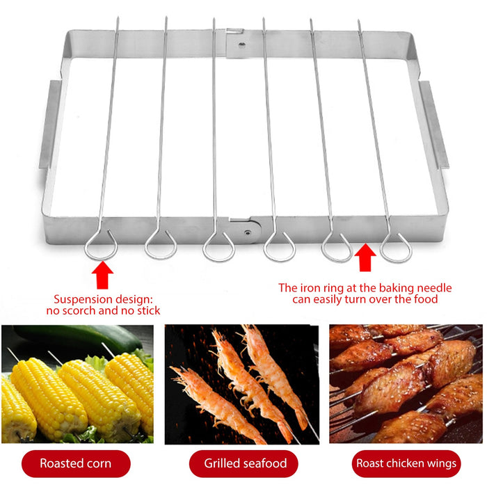Stainless Steel Bbq Skewer Rack Barbecue Kabob Skewer Rack Grill Rack