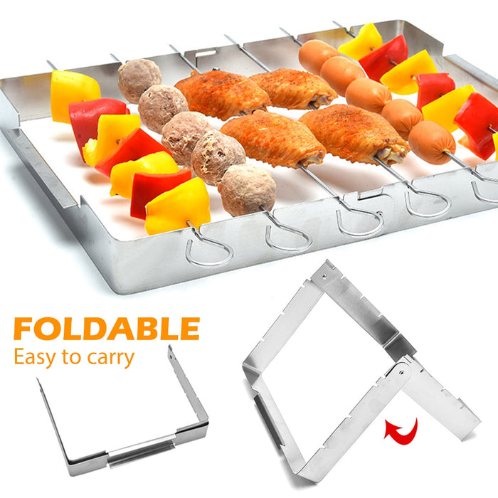 Stainless Steel Bbq Skewer Rack Barbecue Kabob Skewer Rack Grill Rack