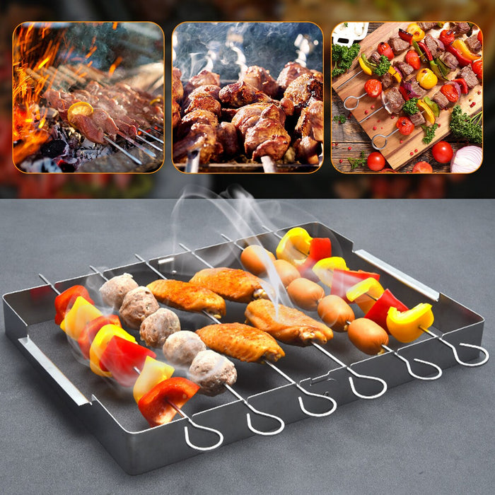 Stainless Steel Bbq Skewer Rack Barbecue Kabob Skewer Rack Grill Rack