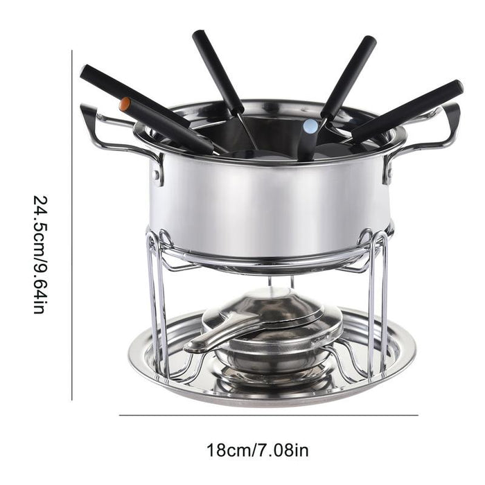 Edelstahl-Schokoladen-Schmelztopf-Käsefondue-Set mit 6 Gabeln