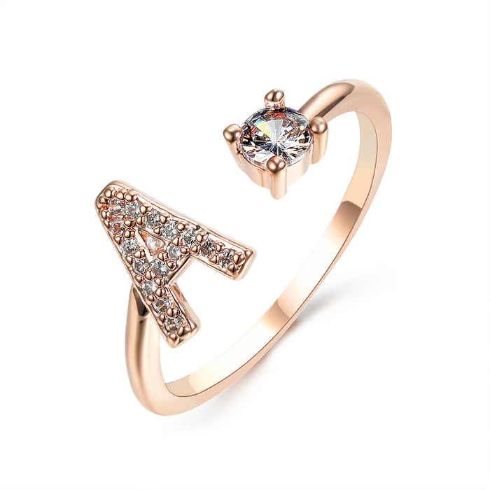 Neue Design Einstellbare 26 Initial Brief Ring Mode Schmuck Für Frauen Einfache Elegante Schmuck