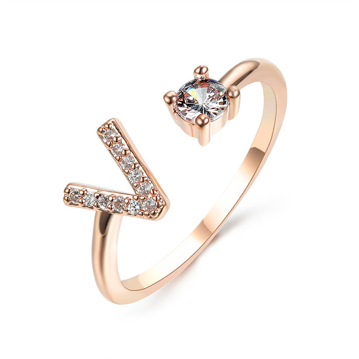 Neue Design Einstellbare 26 Initial Brief Ring Mode Schmuck Für Frauen Einfache Elegante Schmuck