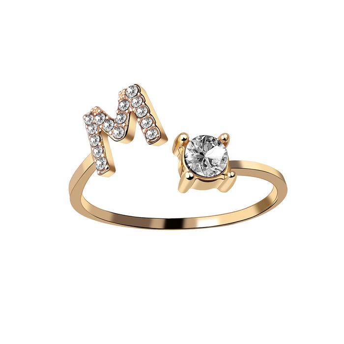 Neue Design Einstellbare 26 Initial Brief Ring Mode Schmuck Für Frauen Einfache Elegante Schmuck