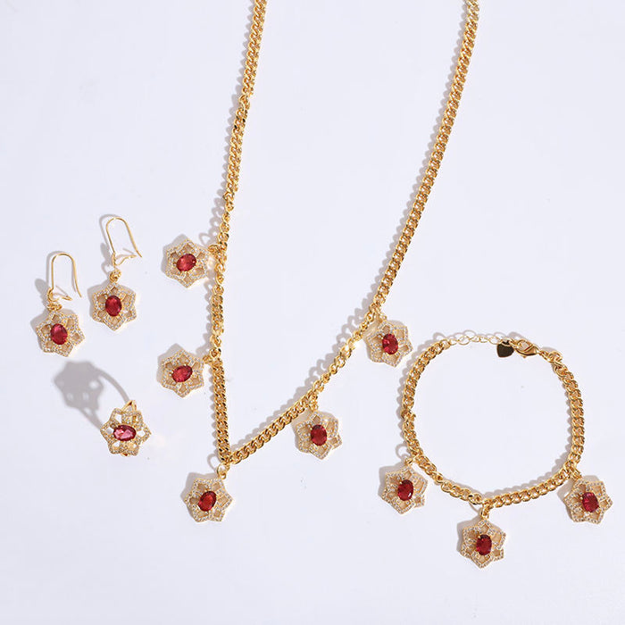 Mode-Schmuck Blume Form Schmuck Geschenk-Sets Luxus Hochzeit Schmuck-Set für Frauen