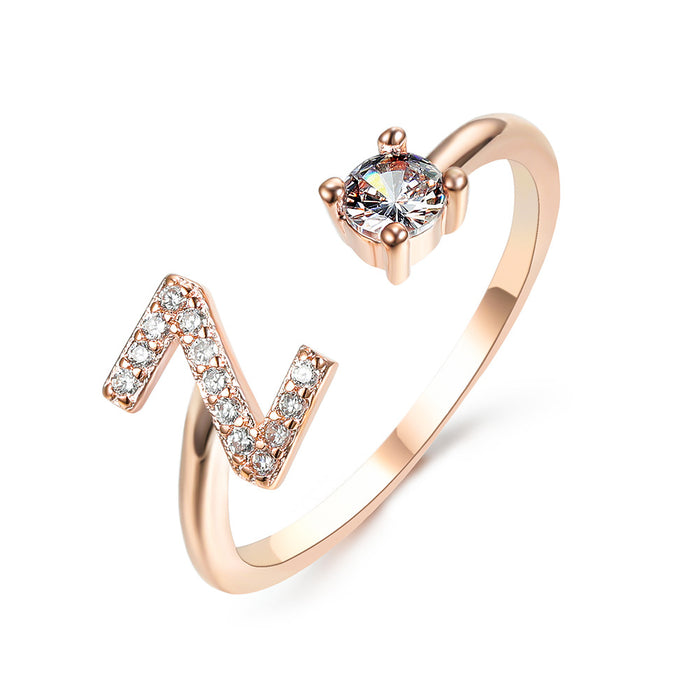Neue Design Einstellbare 26 Initial Brief Ring Mode Schmuck Für Frauen Einfache Elegante Schmuck