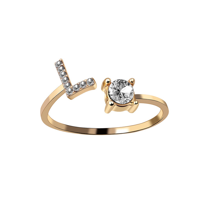Neue Design Einstellbare 26 Initial Brief Ring Mode Schmuck Für Frauen Einfache Elegante Schmuck