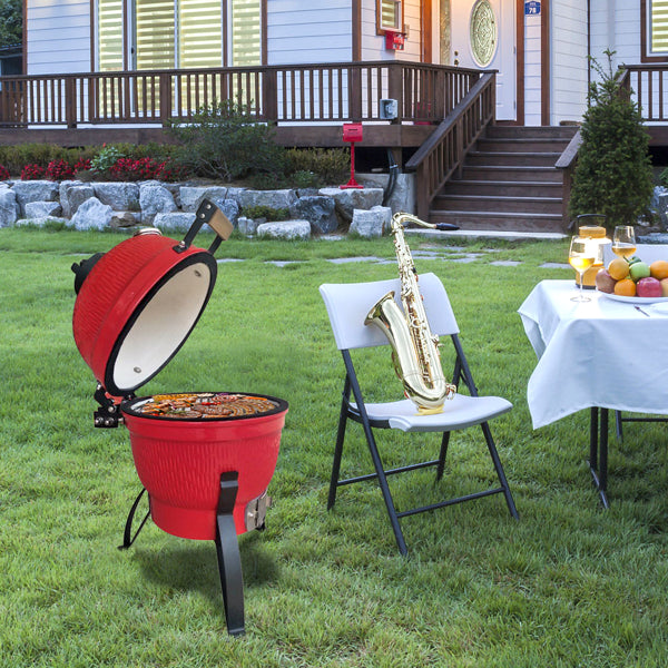 13 Zoll runder Keramik-Holzkohlegrill