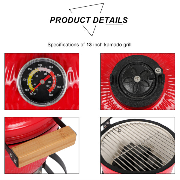 13 Zoll runder Keramik-Holzkohlegrill