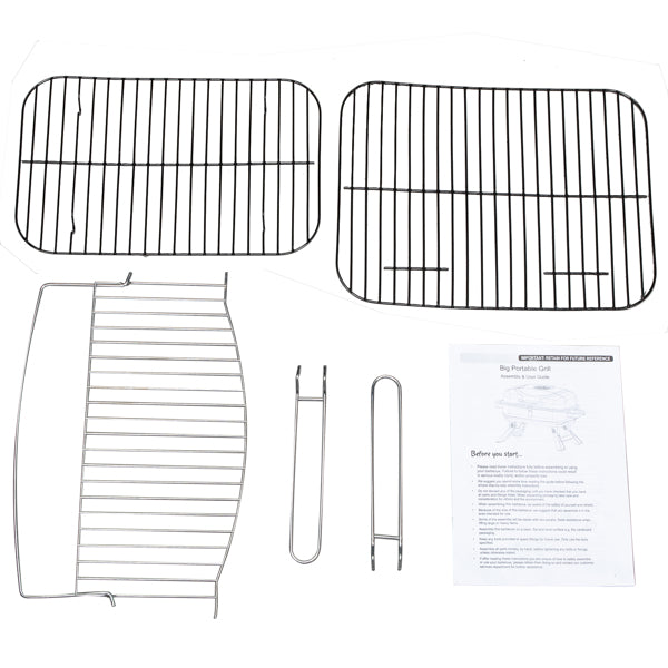 Portable Charcoal Grill BBQ and Smoker with Lid Folding Table Grill