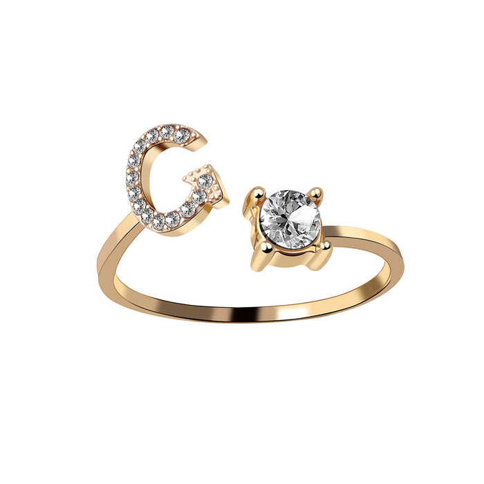 Neue Design Einstellbare 26 Initial Brief Ring Mode Schmuck Für Frauen Einfache Elegante Schmuck