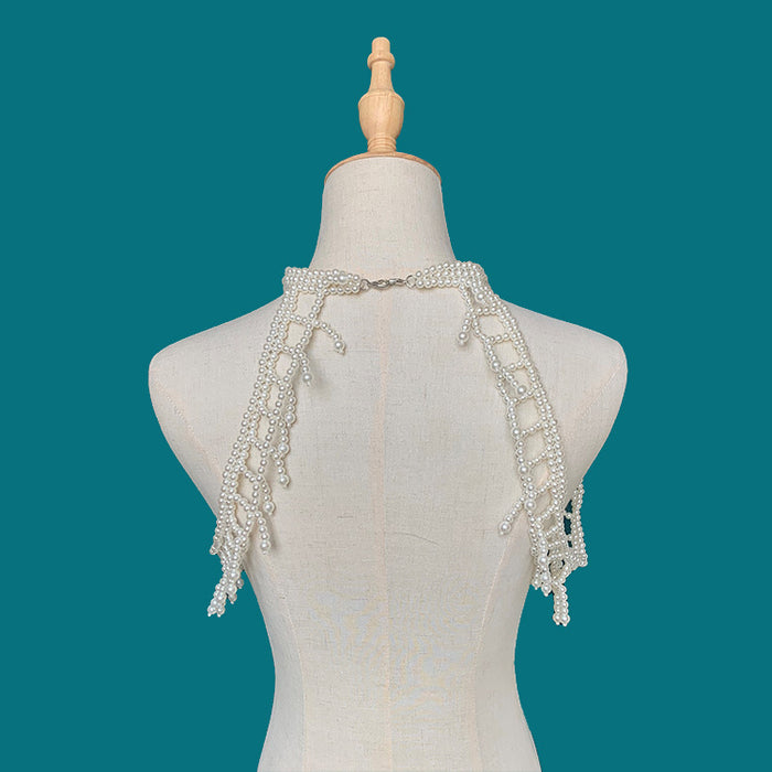 Handgestrickte Kleidung Schmuck Shooting Perlenschal