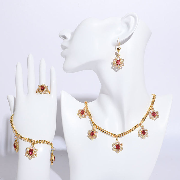 Mode-Schmuck Blume Form Schmuck Geschenk-Sets Luxus Hochzeit Schmuck-Set für Frauen